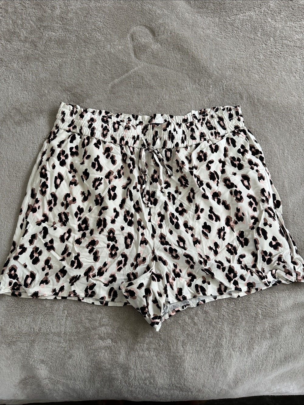 Express Leopard Print Sleep Shorts - Cream, Black & Pink